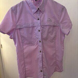 L.L.Bean Womens Shirt  XSmall Purple Short Sleeve Button Up Fishing Hiking